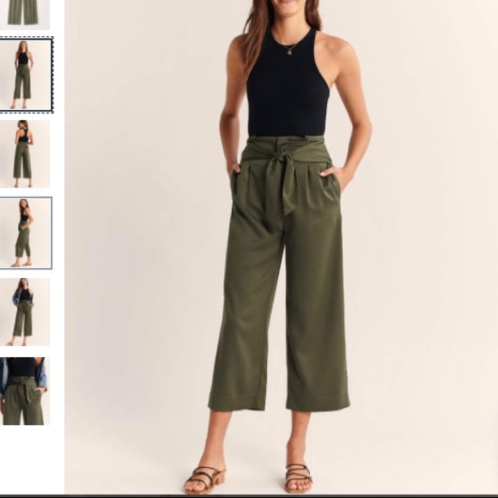 Abercrombie and Fitch satin wide leg cropped pants